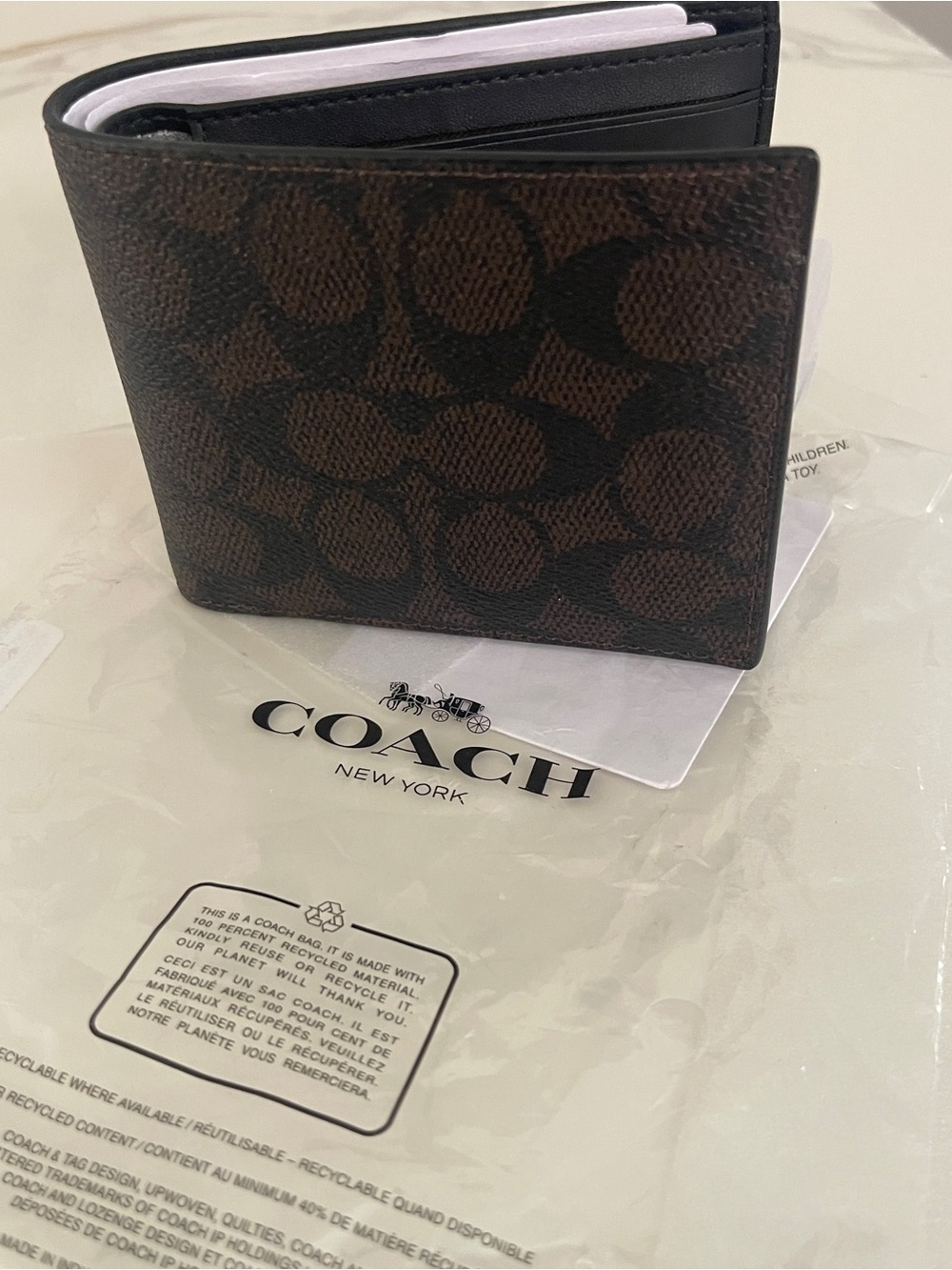 Coach Men Canvas Bifold Wallet - Picture 8 of 9